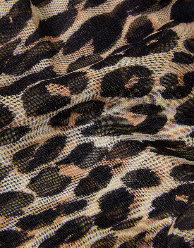 Lightweight Leopard Print Scarf, , large