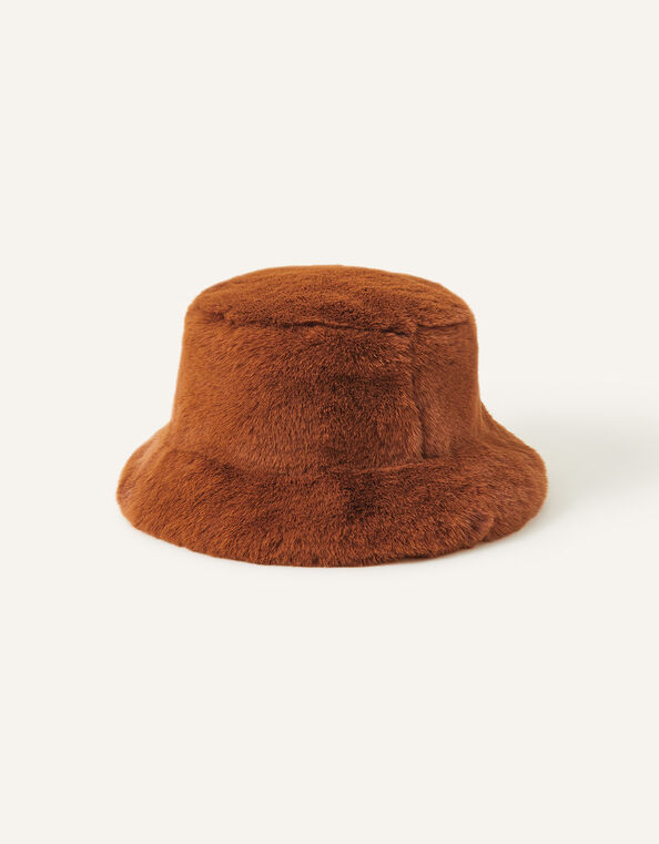 Faux Fur Bucket Hat, Brown (BROWN), large