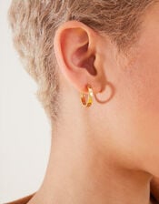 14ct Gold-Plated Crystal Star Chunky Hoops, , large