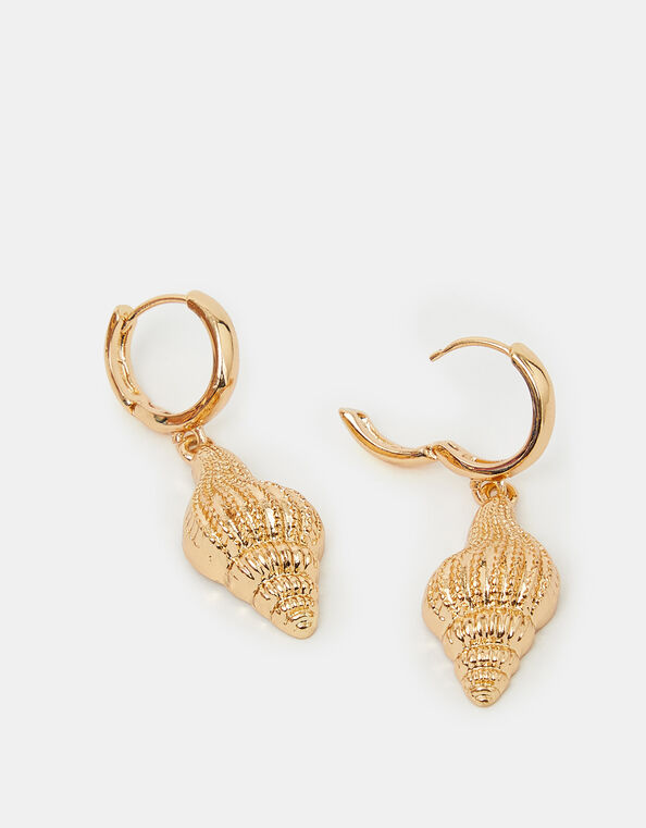 Seashell Huggie Hoop Earrings, , large