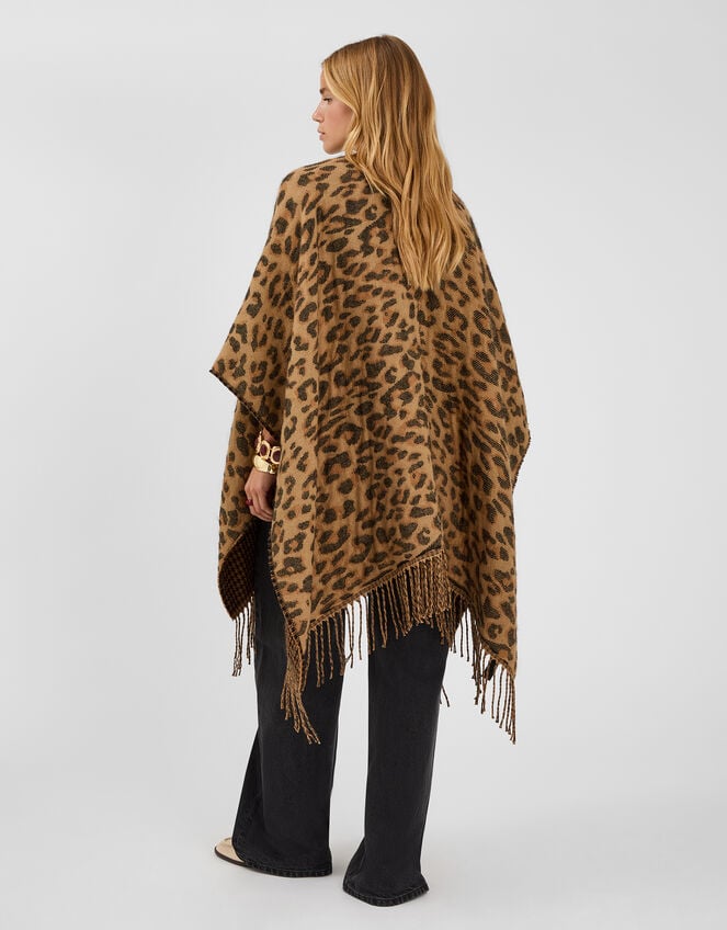 Leopard Print Poncho, , large