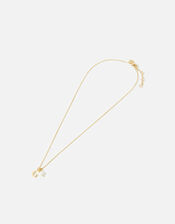 Gold-Plated Initial Mini Pearl Pendant Necklace, Gold (GOLD), large