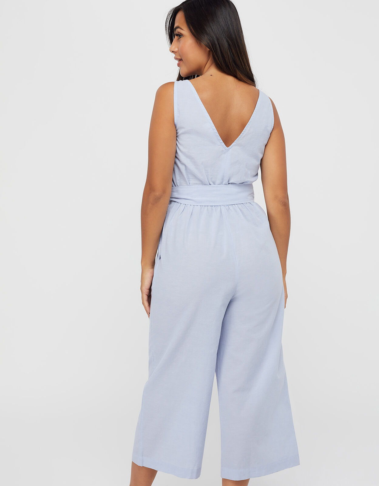 Tie Belt Jumpsuit Blue Summer holiday jumpsuits Playsuits