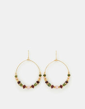 Beaded Wire Hoop Earrings, , large