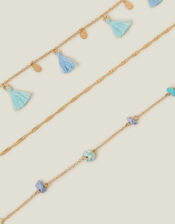 3-pack Bead Tassel Chain Anklets, , large