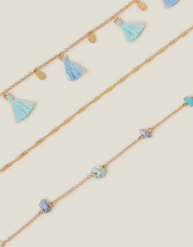 3-pack Bead Tassel Chain Anklets, , large