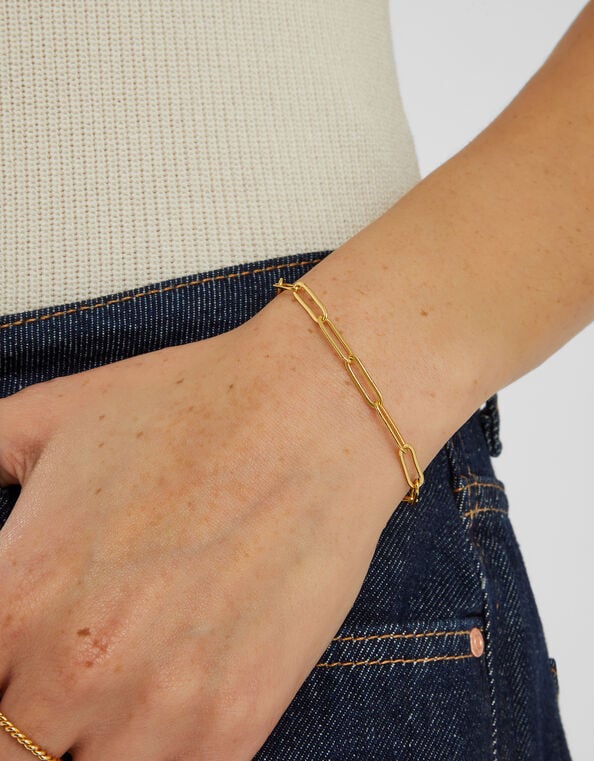 14ct Gold-Plated Paper Clip Bracelet, , large