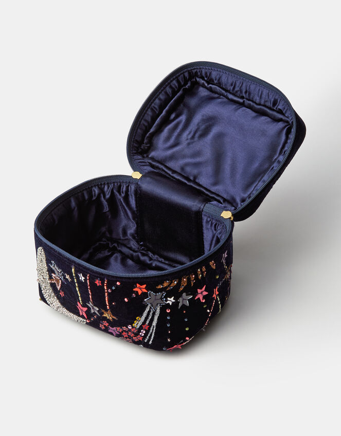 Embellished Celestial Velvet Make Up Bag, , large