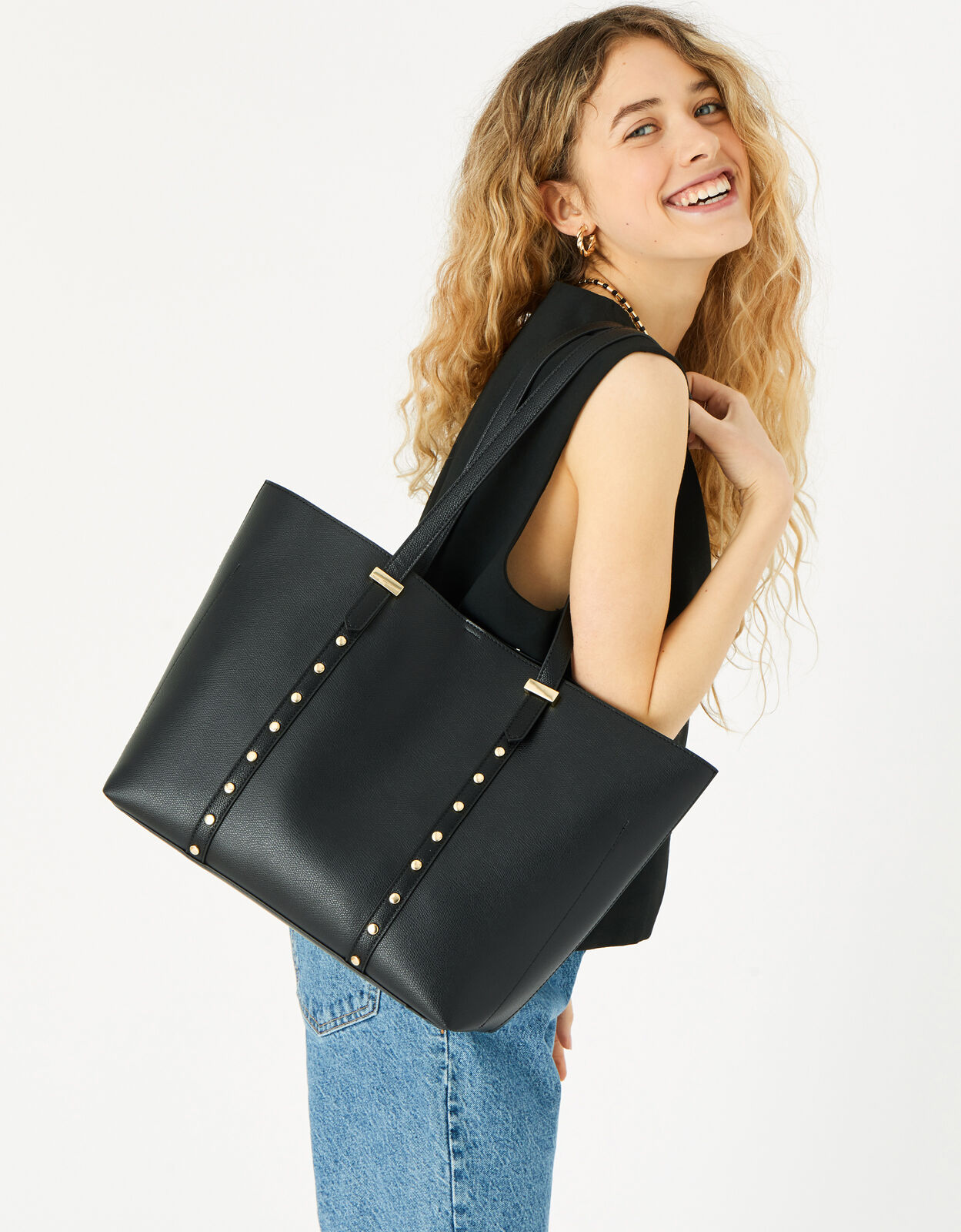 Ali Studded Tote Bag Black