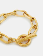14ct Gold-Plated Chunky T-Bar Chain Bracelet, , large
