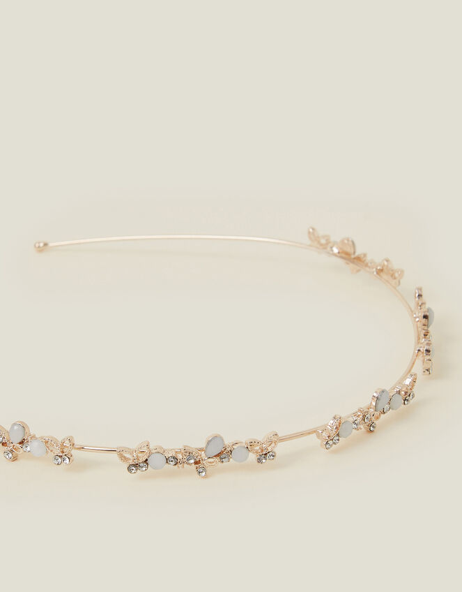Girls Diamante Butterfly Metal Headband, , large