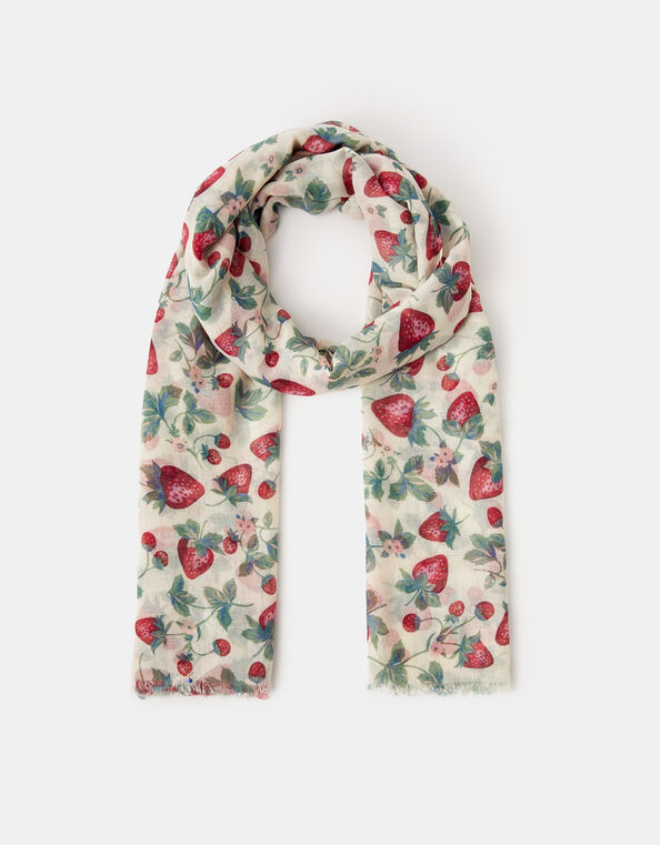 Lightweight Strawberry Print Scarf, , large