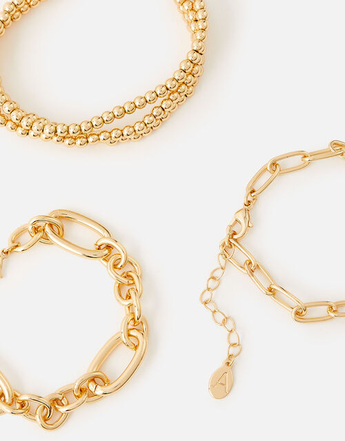 Reconnected Chain Bracelet Set , Gold (GOLD), large