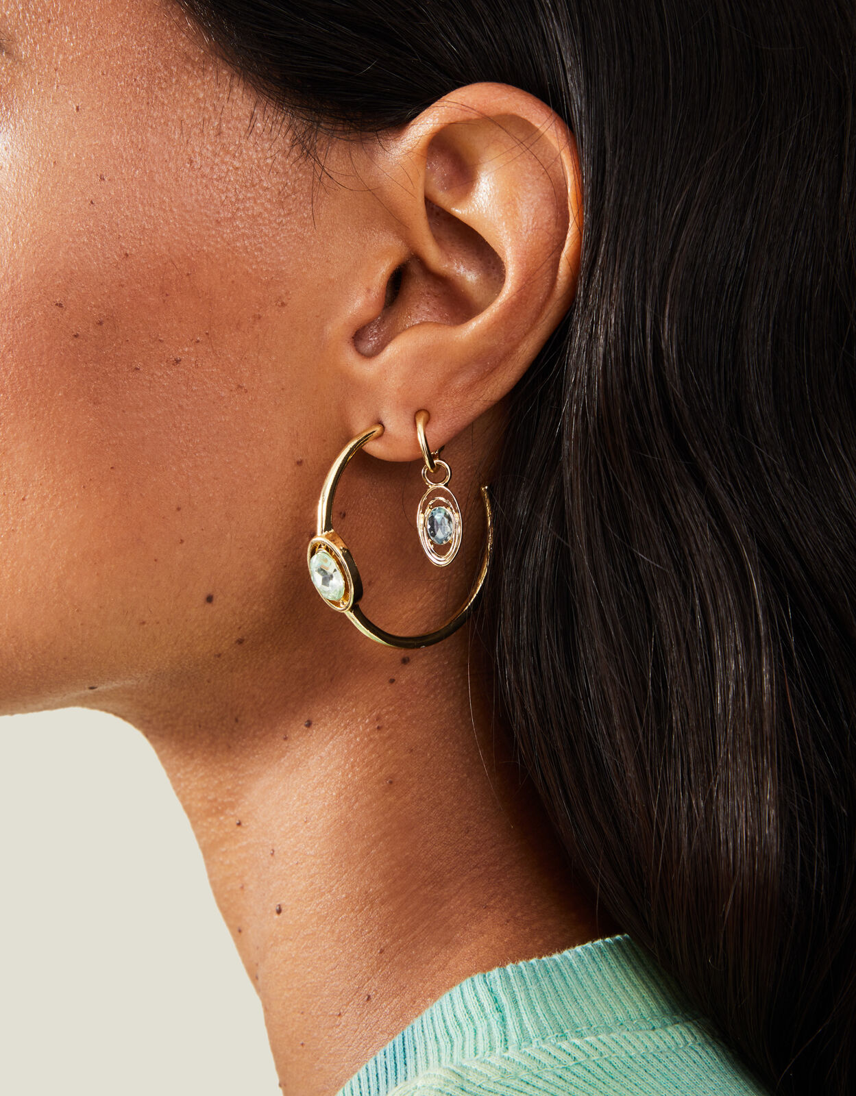 Gem hoop best sale earrings