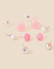 Girls Embellished Pierced Stud Earrings 5 Pack, , large