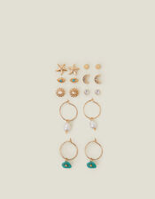 8-Pack Summer Stud and Hoop Earrings, , large