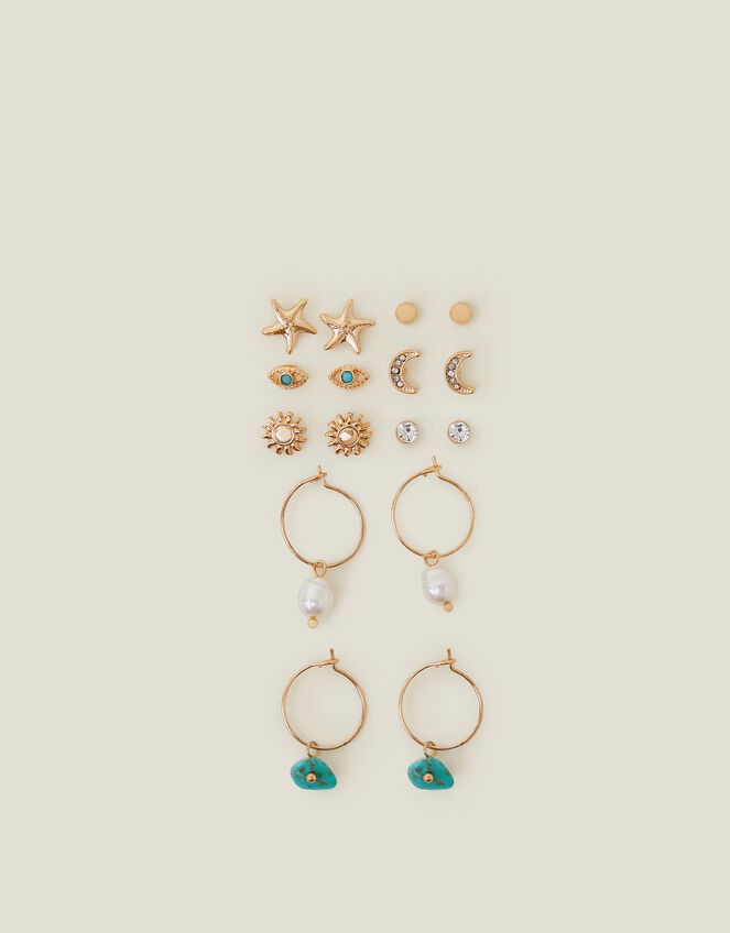 8-Pack Summer Stud and Hoop Earrings, , large