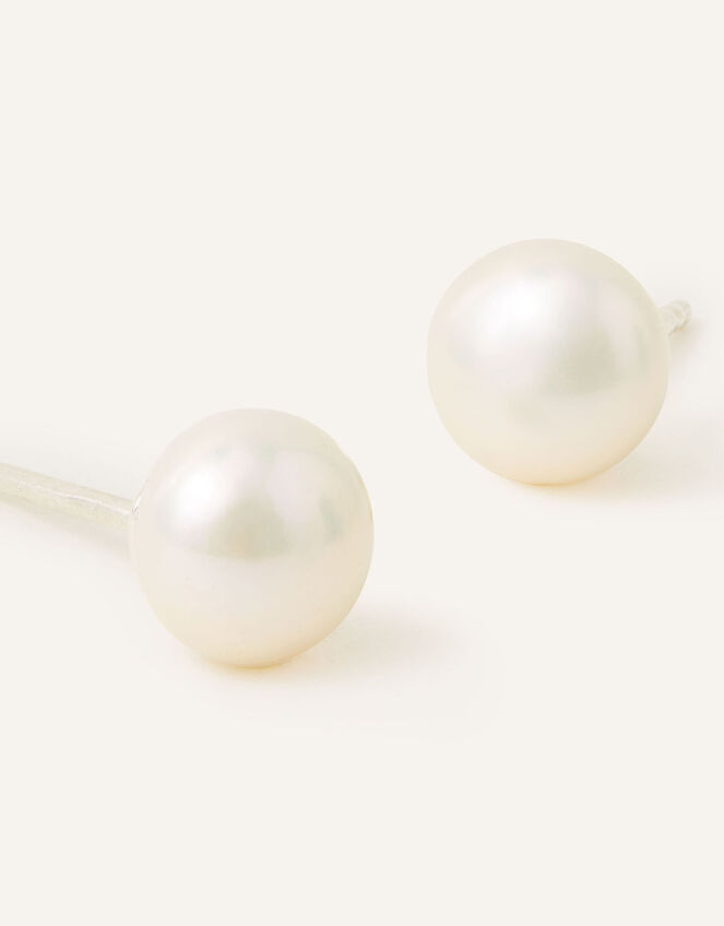Sterling Silver Small Freshwater Pearl Stud Earrings, , large