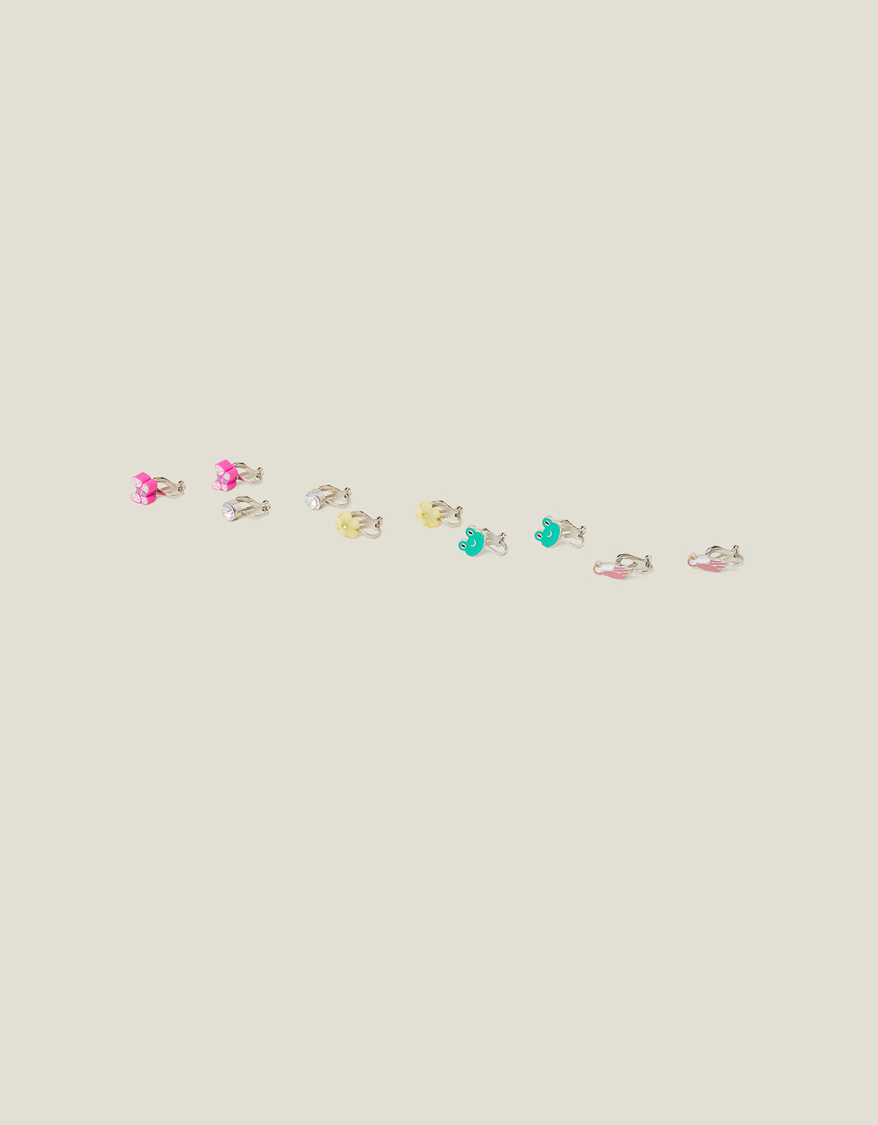 5 Pack Girls Safari Clip On Earrings
