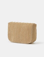 Beaded Fold-Over Clutch Bag, Gold (GOLD), large