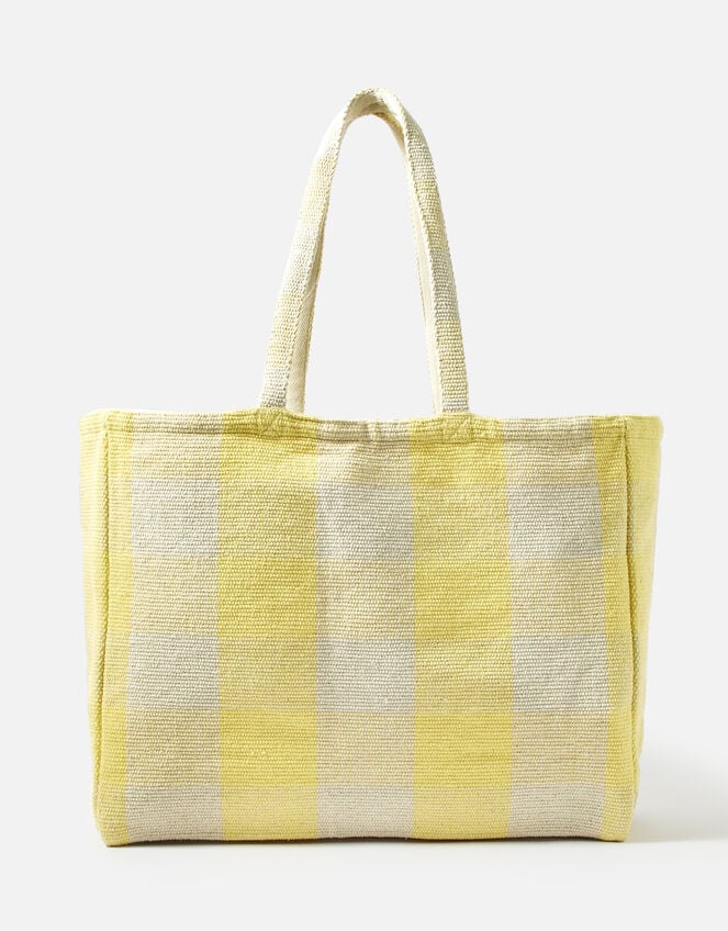 Gigi Gingham Tote, Yellow (YELLOW), large