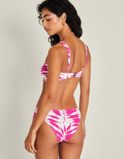 Palm Print Strap Bandeau Bikini Top, Pink (PINK), large