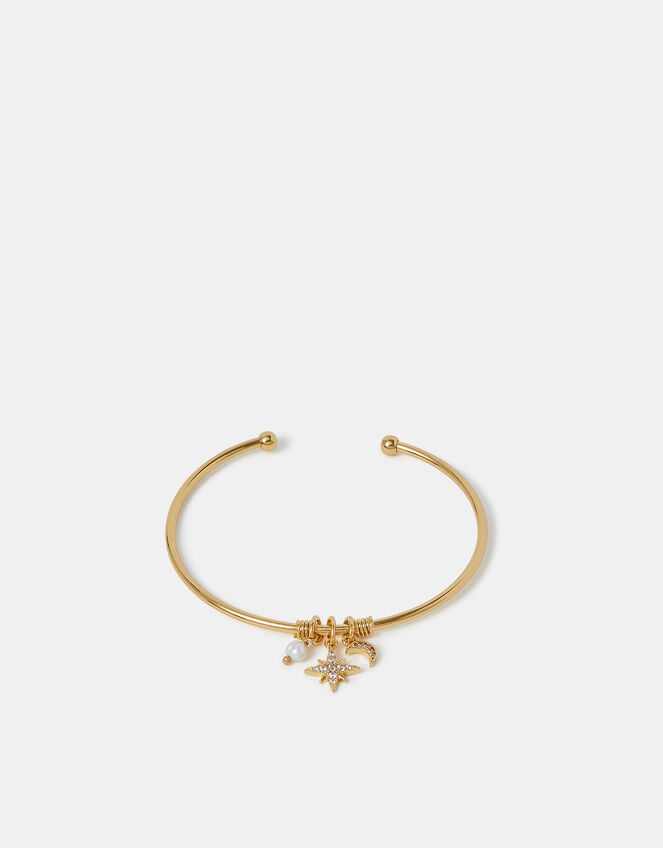 14ct Gold-Plated Thin Charm Cuff Bracelet, , large
