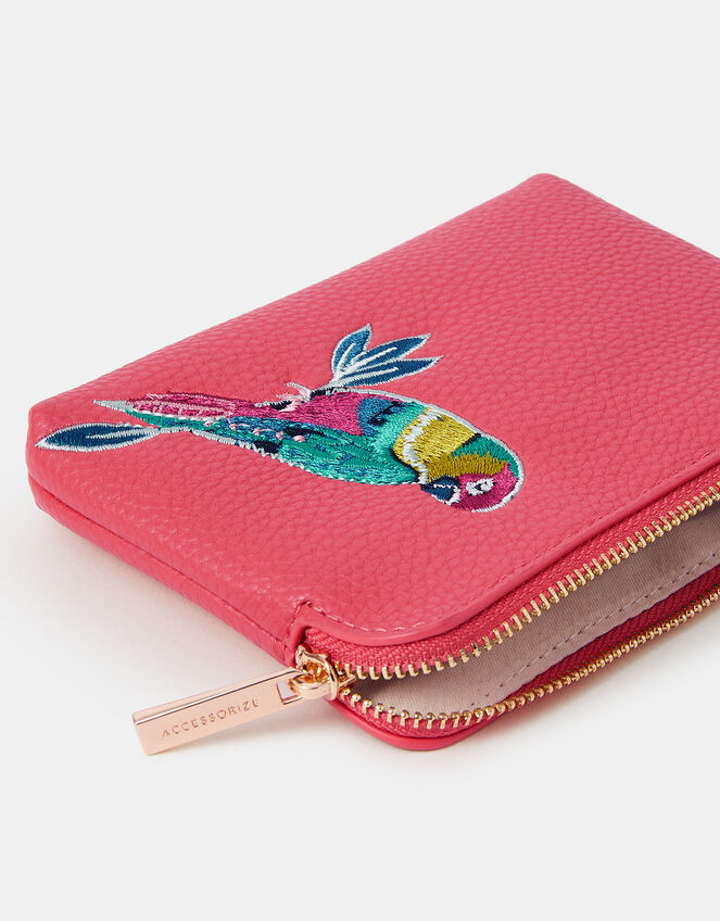 Embroidered Parrot Coin Purse, , large