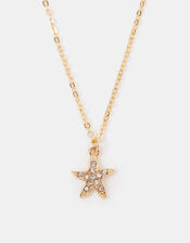 Diamant&eacute; Starfish Pendant Necklace, Gold (GOLD), large