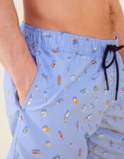 Mens Funshine Print Swimming Shorts, Blue (LIGHT BLUE), large