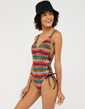 Zig-Zag Macramé Swimsuit, Multi (BRIGHTS-MULTI), large