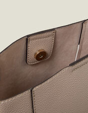 Faux Leather Bucket Bag, Nude (NUDE), large