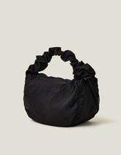 Ruched Strap Sling Bag, Black (BLACK), large
