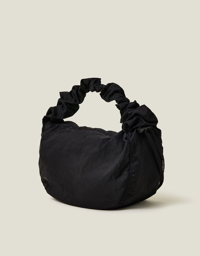Ruched Strap Sling Bag, Black (BLACK), large