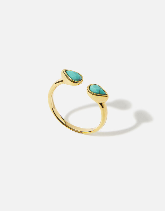 14ct Gold-Plated Turquoise Ring, Blue (TURQUOISE), large
