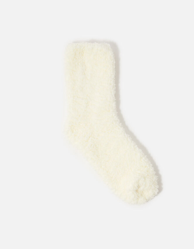 Fluffy Borg Cosy Ankle Socks , Ivory (IVORY), large