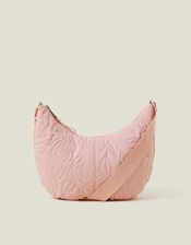 Large Floral Quilted Sling Bag, Pink (BLUSH), large