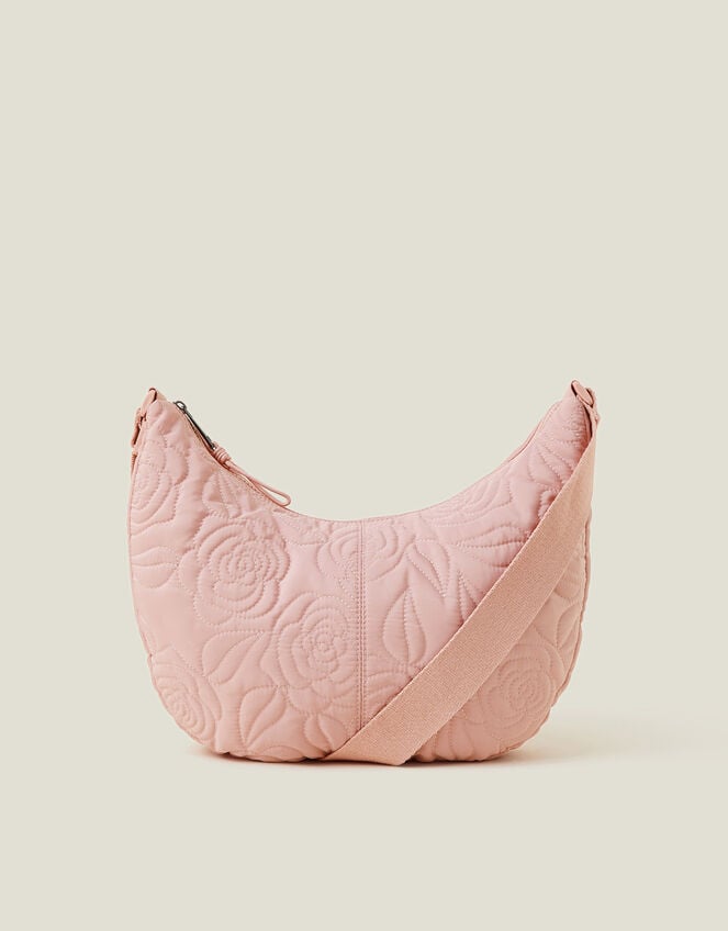 Large Floral Quilted Sling Bag, Pink (BLUSH), large