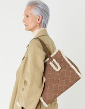 Faux Shearling Quilted Tote, , large