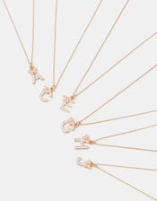 Girls Butterfly Initial Pendant Necklace, Pink (PINK), large