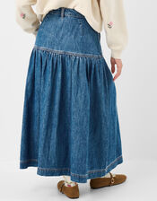 Denim Midi Skirt, Blue (BLUE), large