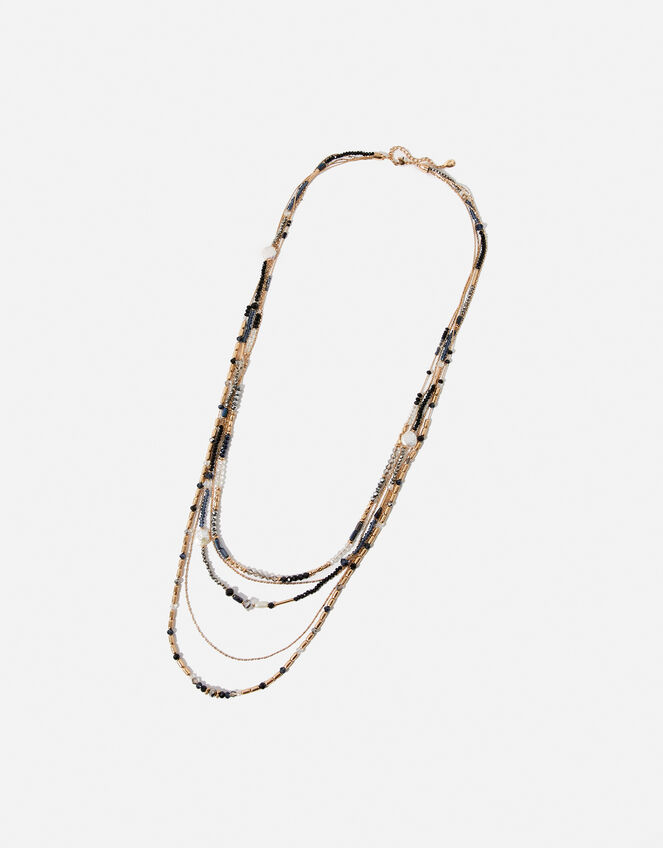 Mixed Beads Long Layered Necklace, , large