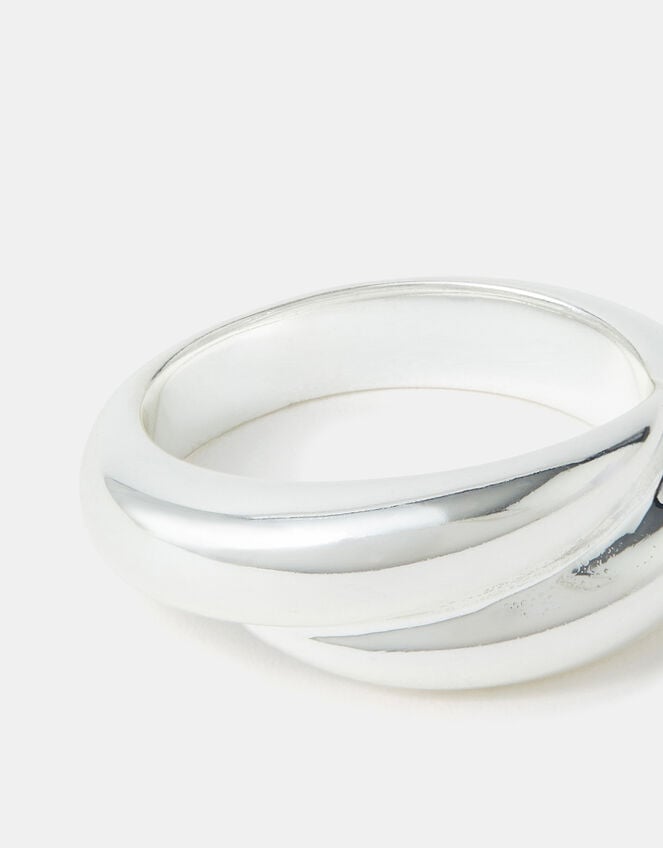 Sterling Silver-Plated Wrap Ring, Silver (ST SILVER), large