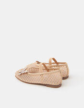 Girls Diamanté Butterfly Mesh Ballet Flats, Gold (GOLD), large