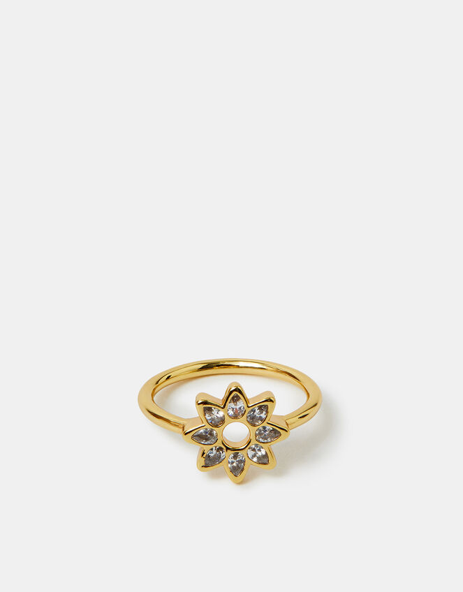 14ct Gold-Plated Sparkle Star Ring, Gold (GOLD), large