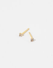 Gold Vermeil White Topaz Stud Earrings, , large