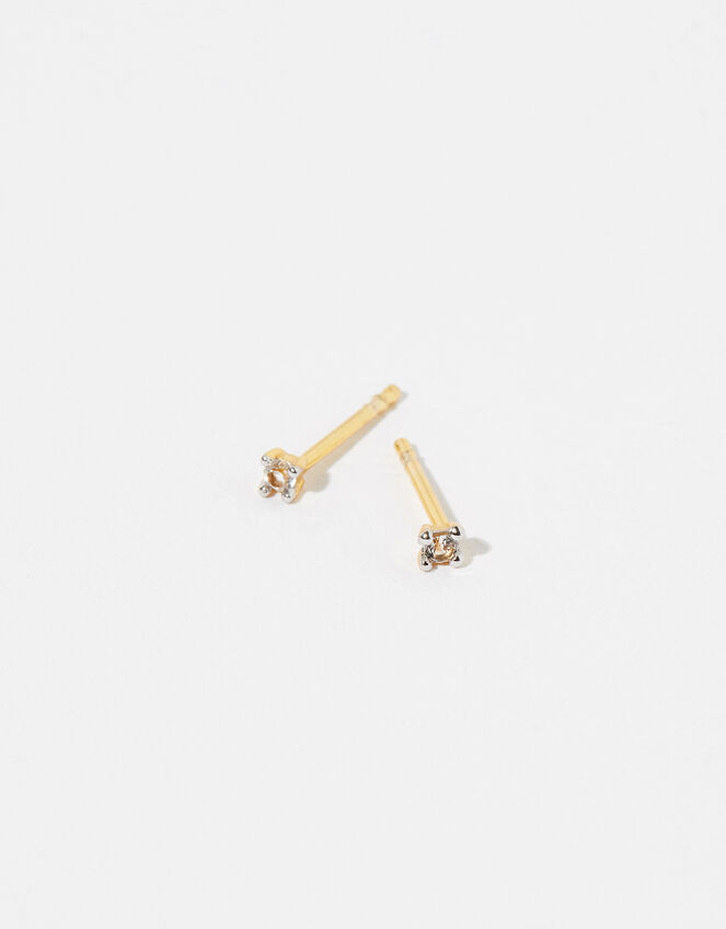 Gold Vermeil White Topaz Stud Earrings, , large