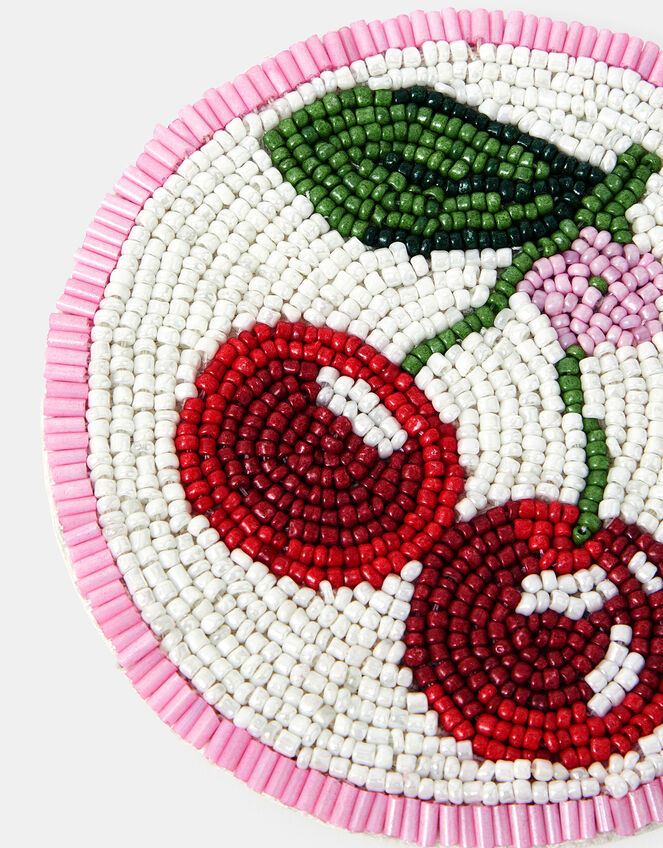 Round Cherry Beaded Coaster, , large