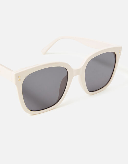 Lottie Wide Lens Sunglasses, White (WHITE), large