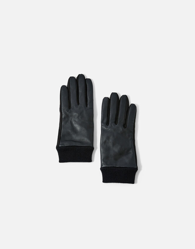 Luxe Sally Leather Gloves, Black (BLACK), large